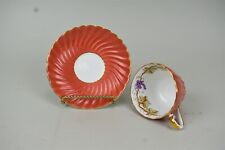 Vtg Aynsley Terracotta Grapevine England Bone China Tea Cup & Saucer Set picture