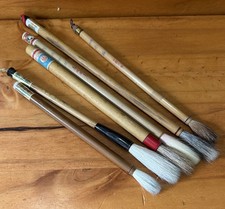 Vtg Japanese Chinese Calligraphy Brushes Lot of 6 picture