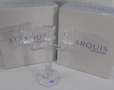 New Lot 2 Marquis Waterford Crystal Clear 3 Arm Candleabra Candlestick Holders picture