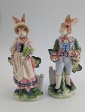 Fitz and Floyd Old World Rabbits Salt and Pepper Shakers Classics Vintage Easter picture