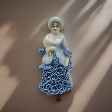 Vintage Irish Dresen China Doll-Fine Porcelain Lace Dress-2.5” picture