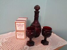 AVON CAPE COD RUBY RED WINE DECANTER & TWO SMALL WINE GOBLETS picture
