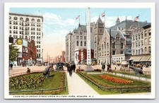 Newark New Jersey NJ Broad Street Military Park Downtown Postcard c1915-20s picture