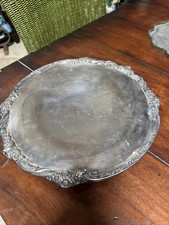 Vintage 1847 Roger Bro Heritage  Silver Plate Footed Cake Plate Tray Platter M7 picture