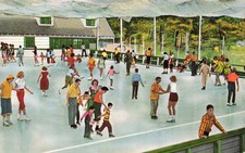 Lake Arrowhead Blue Jay California Outdoor Ice Rink Roller Skating Postcard 28A picture