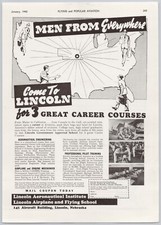 1942 LINCOLN Aeronautical Institute and Flying School Nebraska Vintage Print Ad picture