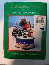Vintage Enesco 1996 Good Glidings To You Mini Action Musical Let It Snow picture