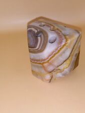 Vtg Agate Marble Natural Stone Pen Pencil Holder Desk Paperweight Mid Century picture