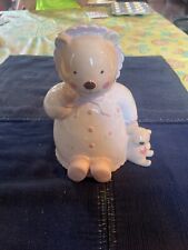 Ceramic Baby Bear and Buddy Bear Coin Bank Fund Jar Pastel Colored picture