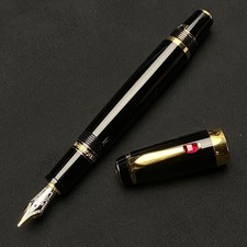 Montblanc Boheme Rouge Fountain Pen F Nib 14K Black Used picture