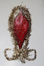 VTG Antique Glass Metallic Crinkle Wire ZEPPELIN Drop Christmas Ornament Germany picture
