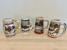 Vintage Lot of 4 BUDWEISER BUD Beer Steins Mugs in Great Condition 1982-1988 picture