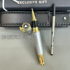 MONTBLANC Victor Hugo Writers Edition Silver Gold Rollerball Pen w/ Refill picture