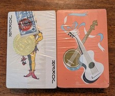Vintage Russell Deluxe Playing Cards Canasta Guitar Banjo  Sealed 2 DECKS picture