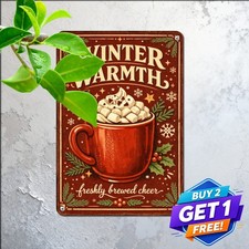 Festive Hot Cocoa Winter Holiday Station Art Metal Tin Sign 8x12 Wall Decor picture