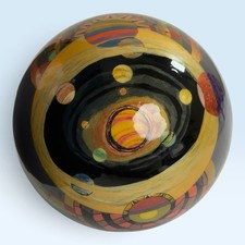 Neil & Vivian Blanck Signed Hand Painted Hardwood Sphere Orb Sculpture 6” OOAK picture
