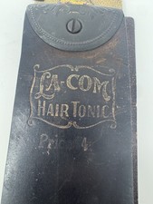 Antique La-Com Hair Tonic Leather Razor Strop Vintage Barber Shop Advertising picture