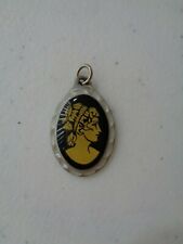 Vintage Plymouth Pewter Cameo Signed Pendant  [ picture
