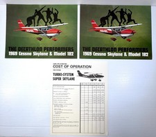 (2) Vintage 1969 Cessna Skylane & Model  182 Dealer Sales Brochures w/Cost Sheet picture