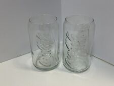 Coca-Cola Coke Glasses VTG Set 2 Can-Shaped Cup Can Shaped 12 oz Logo Embossed picture