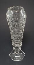 Clear Fostoria Glass Vase Cubic Design Cupped Top Hexagon Base 8.5 inch Vtg READ picture