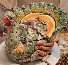 VTG Italian Majolica Ceramic Turkey Soup Tureen  picture