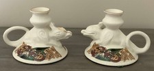 CRE Irish Porcelain Candle Holder Celtic Knot Pair Signed Joe McCaul Gold Gilt picture