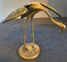 Vintage Leonard Solid Brass Bowing Crane Figurine MCM Hollywood Regency Korea picture