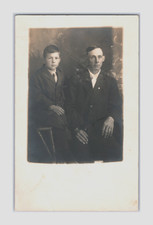 Antique Unused AZO-sb RPPC Man Father Boy Son Studio/Formal Pose Family Males picture