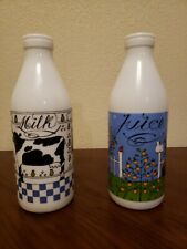 Vintage Lillian Vernon Milk & Juice Bottle Jug 1QT Folk Art Vintage 82  picture