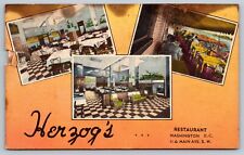 Washington, DC 1940s Linen Postcard: Herzog's Restaurant, Main & 11th - DOC picture