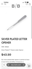Vintage Bey-Berk Silver Plated Letter Opener D502 – 7.5