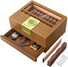 Cigar Box Handcrafted Humidor with Hygrometer and Humidifier, Cedar Wooden picture