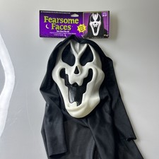 VTG Fun World Fearsome Faces Scream Mask 'Melty-Ghost' Glow In Dark New w/ Tags picture