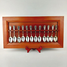 Antique 1928 Silent Movie Star Oneida Silverplate Spoon Set of 12 & Wall Display picture