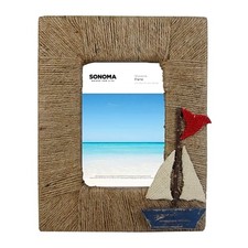 Shoreline Natural Jute Burlap Photo Frame 4 x 6 Sailboat  9.5“ X 7 .5“ (4x6 pic) picture