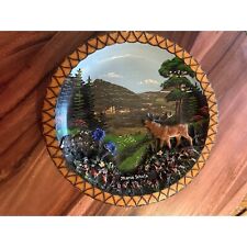 Vintage Maria Schutz raised moose mountain flower scene hanging plate picture