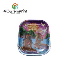 Retro Surfing Girl Metal Rolling Tray 18*14cm Spill Proof Tobacco Tray USA Stock picture