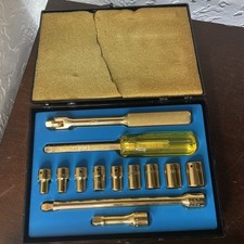 Vintage & Rare  Chrysler Master Technician Award Ratchet & Socket Set Golden picture