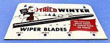 Vintage Original Trico Wiper Blade Sign Snowman Winter Graphic Rare Sign Gas Oil picture