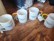 4 Hand Painted Good Luck Babe Mugs from Sunday morning. picture
