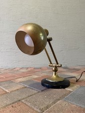 Vintage 50s Mid Century Atomic Space Age Brass Eyeball Orb Task Desk Piano Lamp picture