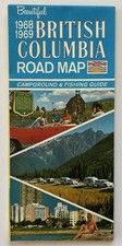 1968 1969 British Columbia Road Map Campground Fishing Guide Vancouver BC picture