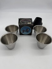 Vintage Comoy’s of London 4 Stainless Steel Nesting Cups in Leather Case picture