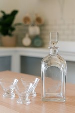 Vintage Crystal Orrefors Decanter and Glasses with Etched Fish Design picture