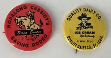Vintage Original Hopalong Cassidy Lot Of Two Pushback Pins Excellent picture