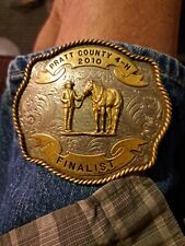 2010 Montana Silversmith Two Tone Pratt County 4-H buckle Columbus  Mnt 4x3.5 In picture