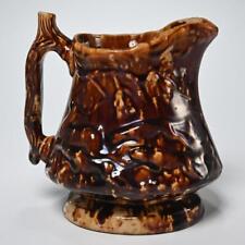 Rockingham Glazed Yellow Brown Ware Hunting Hounds Stag Scene Pitcher 19th C picture
