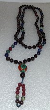 Fire of Love Third Eye Vision Mala Garnet & Azurite Tibetan Om Prayer Bead  picture