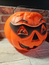 Vintage Blow Mold Halloween Pumpkin Jack-O-Lantern Black Mask Masked Bandit Pail picture